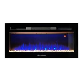 Greystone 40&quot; Black Fireplace with Crystal Log Set #40-18A
