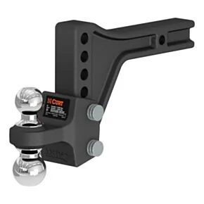 CURT Adjustable Trailer Hitch Ball Mount with Dual Ball, 2&quot; Shank, 15K #45935
