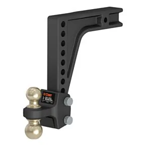 CURT HD Deep-Drop Adjustable Hitch Ball Mount with Dual Ball, 2-1/2&quot; Shank, 20K #45939