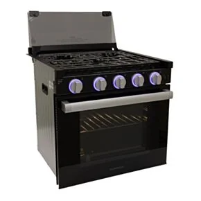 Furrion 3-Burner Gas RV Range with Flame Sense (FFD) - 21&quot;, Glass Cover, Black #FGR21G3MA2B-BG