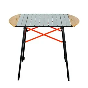 Lippert Roll Top Camping Table - Bamboo &amp; Hammer Grey #2023053727