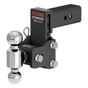 CURT StowPro Adjustable USA-Made Ball Mount, 5&quot; Drop, 2-1/2&quot; Shank, Dual Ball #45971