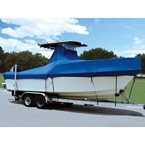 Taylor Made Trailerite Semi-Custom Cuddy Cabin T-Top Outboard With High Rails Boat Cover