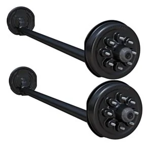Lippert 14,000-lb. Spring Tandem Trailer Axles (Set of 2, 7,000 lbs. Each) - Drop Spindle, Electric Brakes, 95/77, 8-Lug
