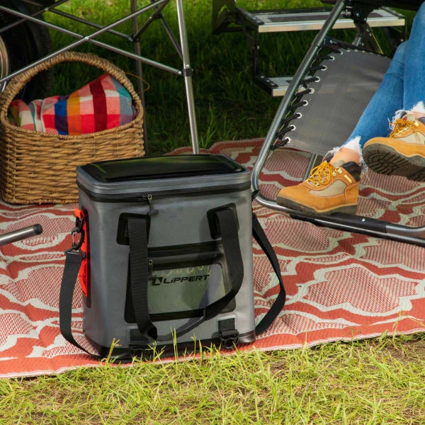 A camping cooler ready to keep food and drinks chilled for any outdoor adventure 
