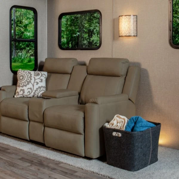 Tan RV theater seating