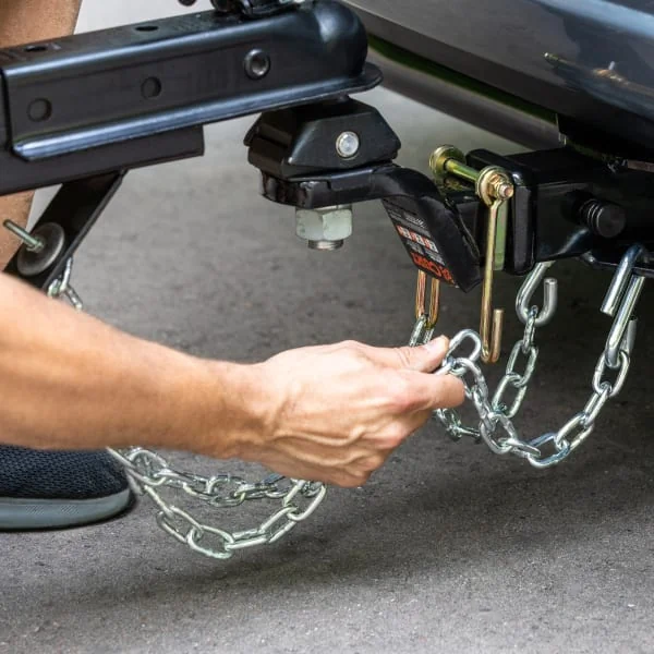 Trailer Safety Chain Hookup at Hitch Connection Link