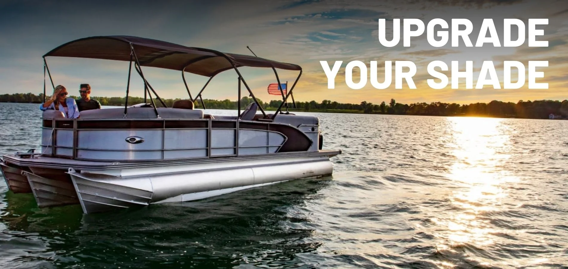 SureShade Power Bimini on a Pontoon Boat