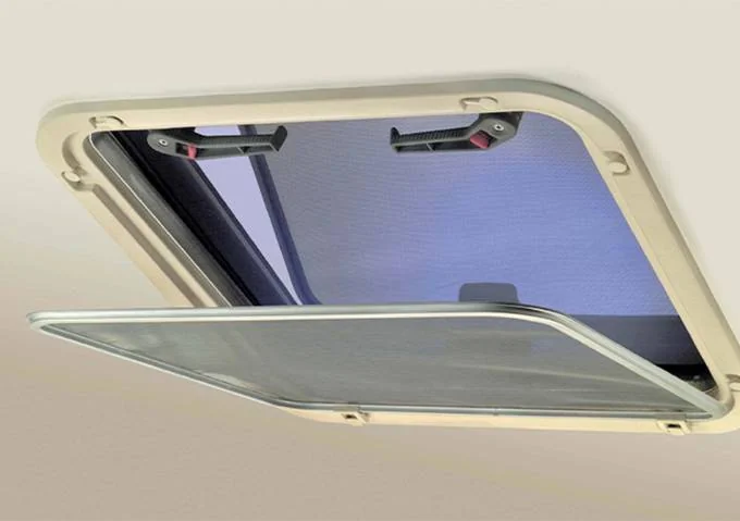 Open Boat Hatch Showing Screen and Boat Hatch Accessories