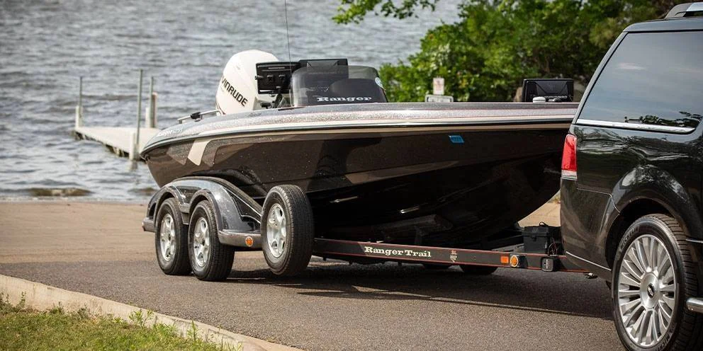 SUV Pulling a Boat Trailer with Boat