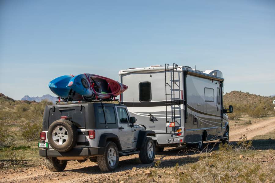 Class C RV Flat Towing Jeep Wrangler