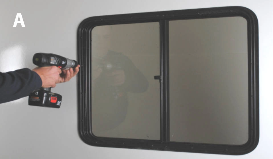 Remove the screws around the perimeter of the window frame