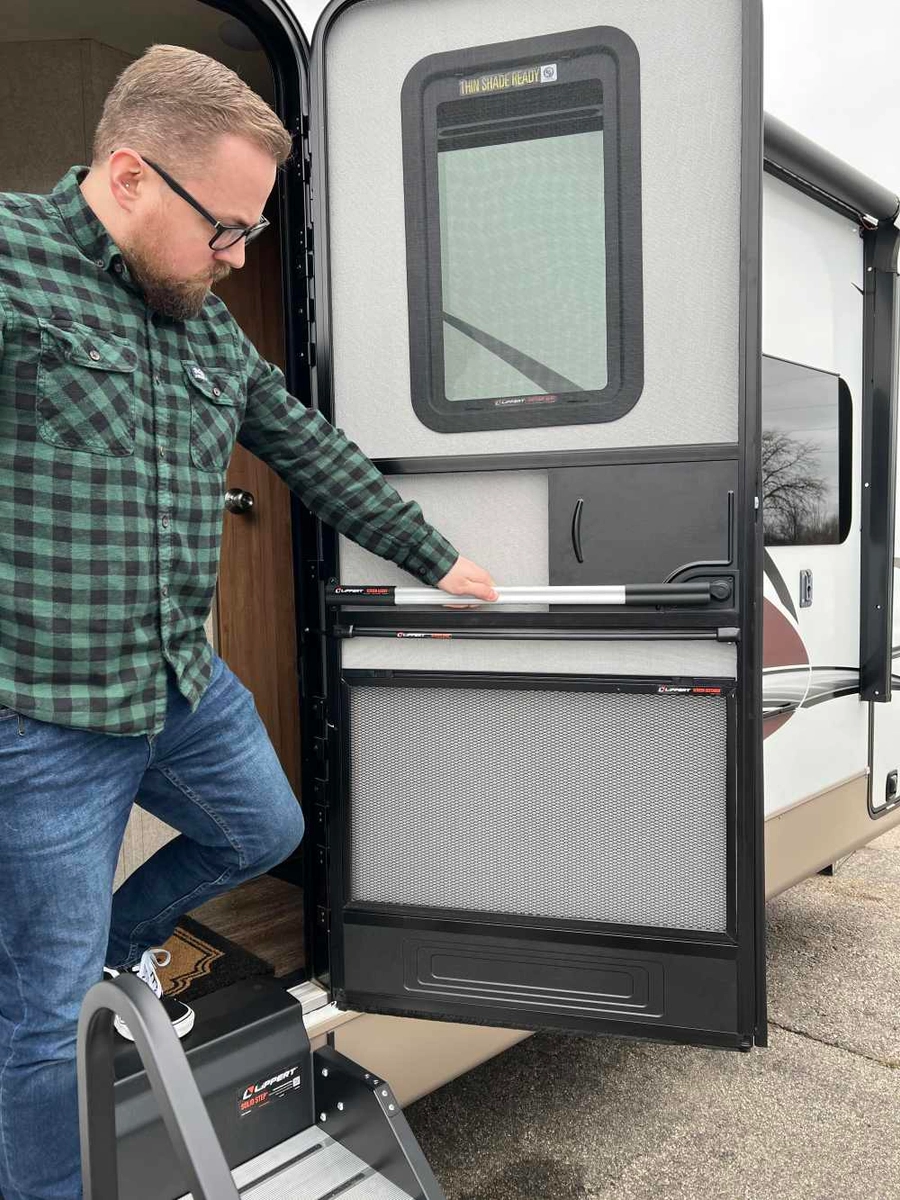 RV Door Entry with Screen Protection